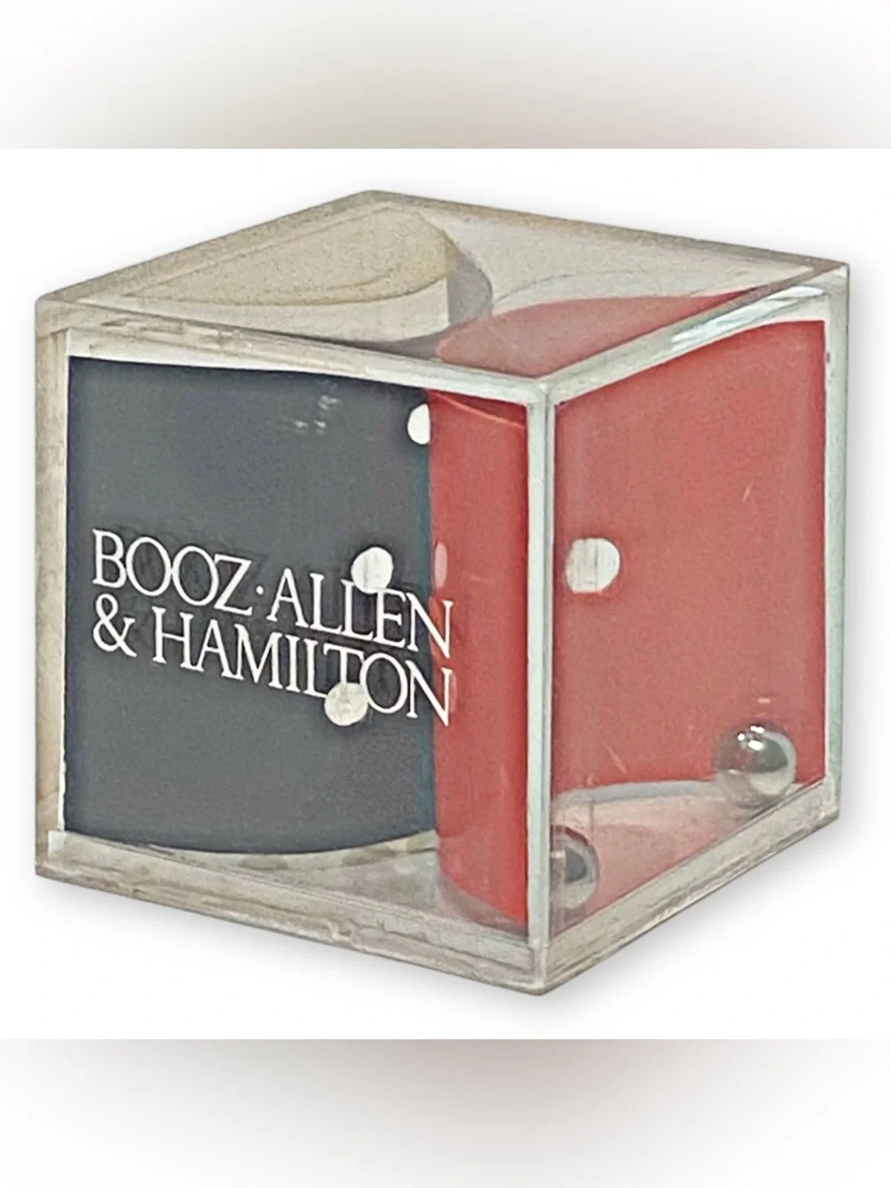 Booz Allen & Hamilton Vintage 80s Red Black Clear Acrylic Dexterity Puzzle Game